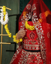 Bright Red Kanjivaram Lehenga Set